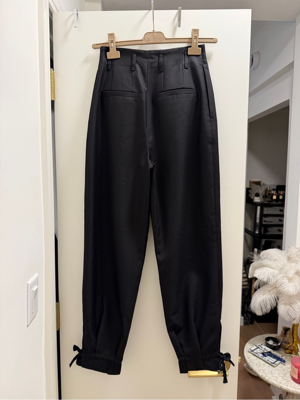 H&M Black Pleated Dress Pants with Ankle Ties - Picture 3 of 8